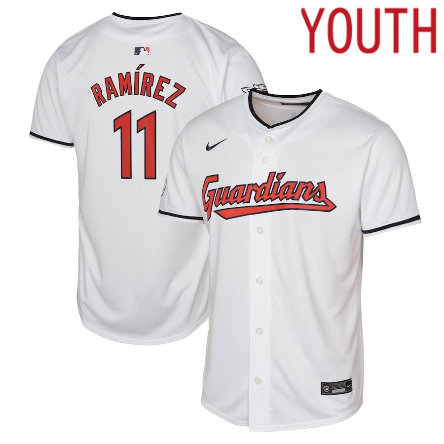 Youth Cleveland Guardians #11 Jose Ramirez Nike White Home Limited Player MLB Jersey